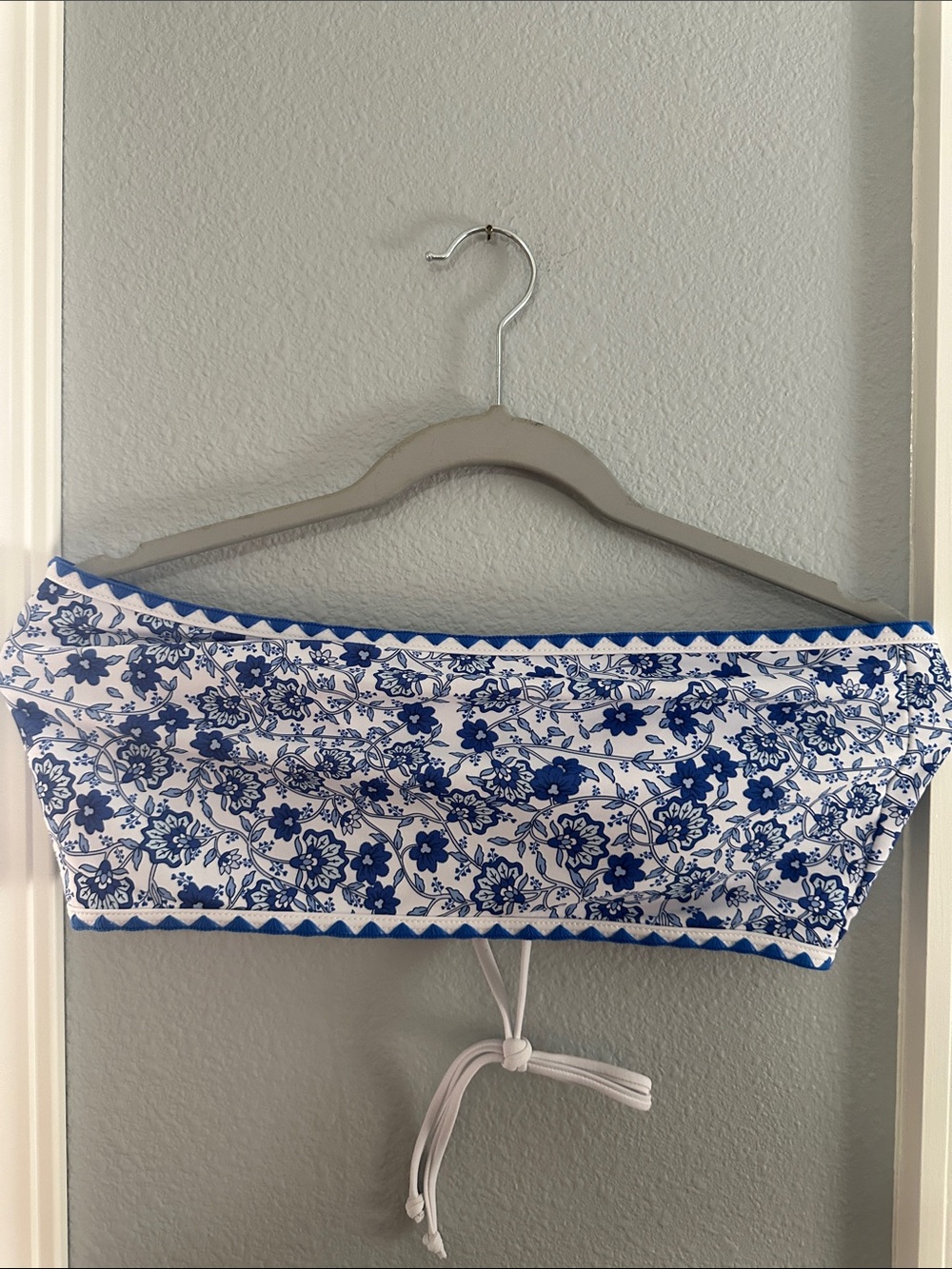 Blue and White Floral Bandeau Top